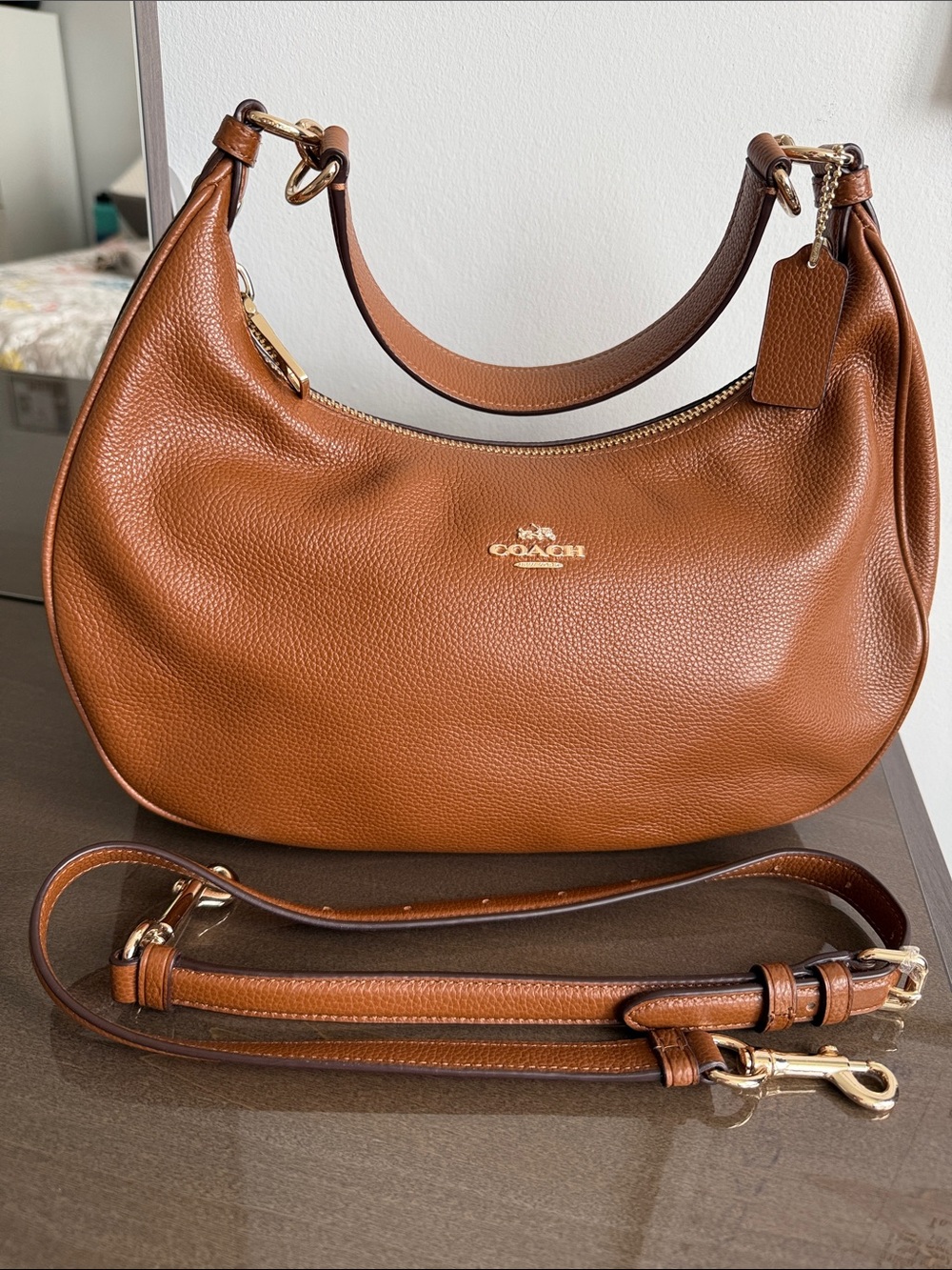 Coach Pebbled Leather authentic Shoulder Hobo in Cognac Brown - Picture 7 of 12